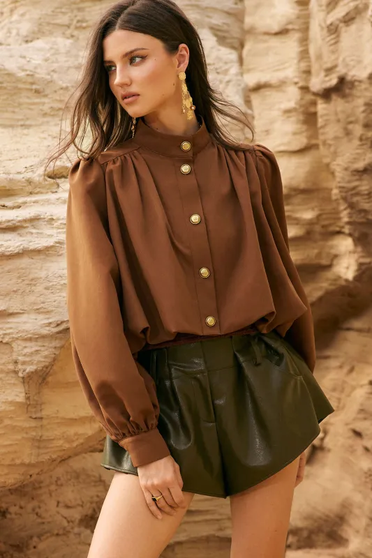 Ruched Button Shirred Jacket sold by Micas