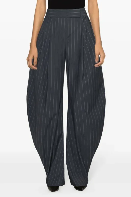 Stripes Print Ruched Barrel Trousers sold by Micas