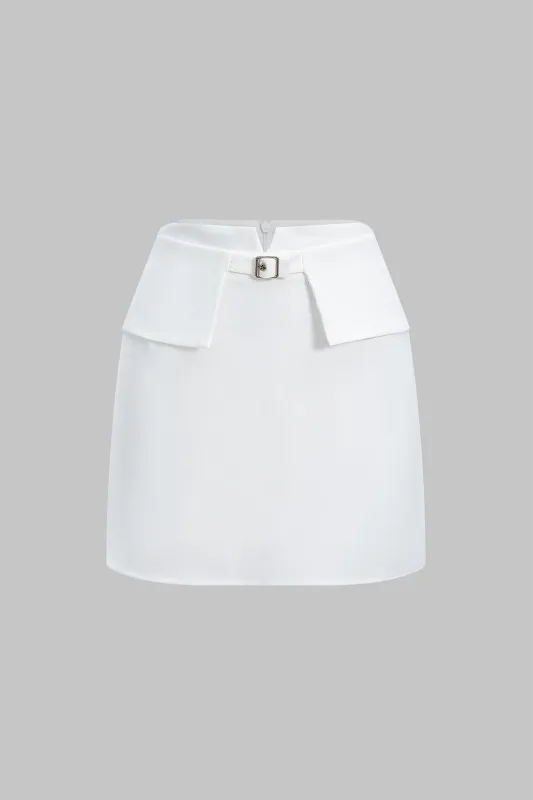 High Waist Metallic Buckle Zipper Skirt sold by Micas