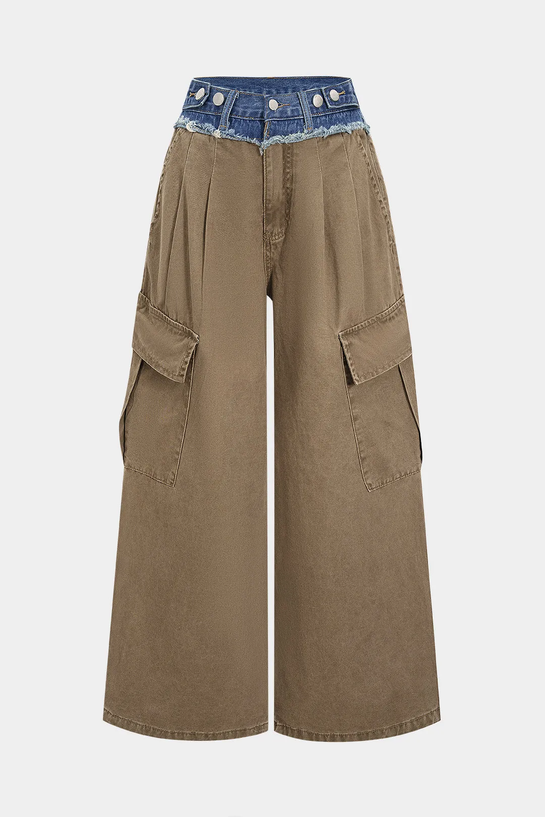 Denim Ruched Pocket Wide Leg Jeans sold by Micas