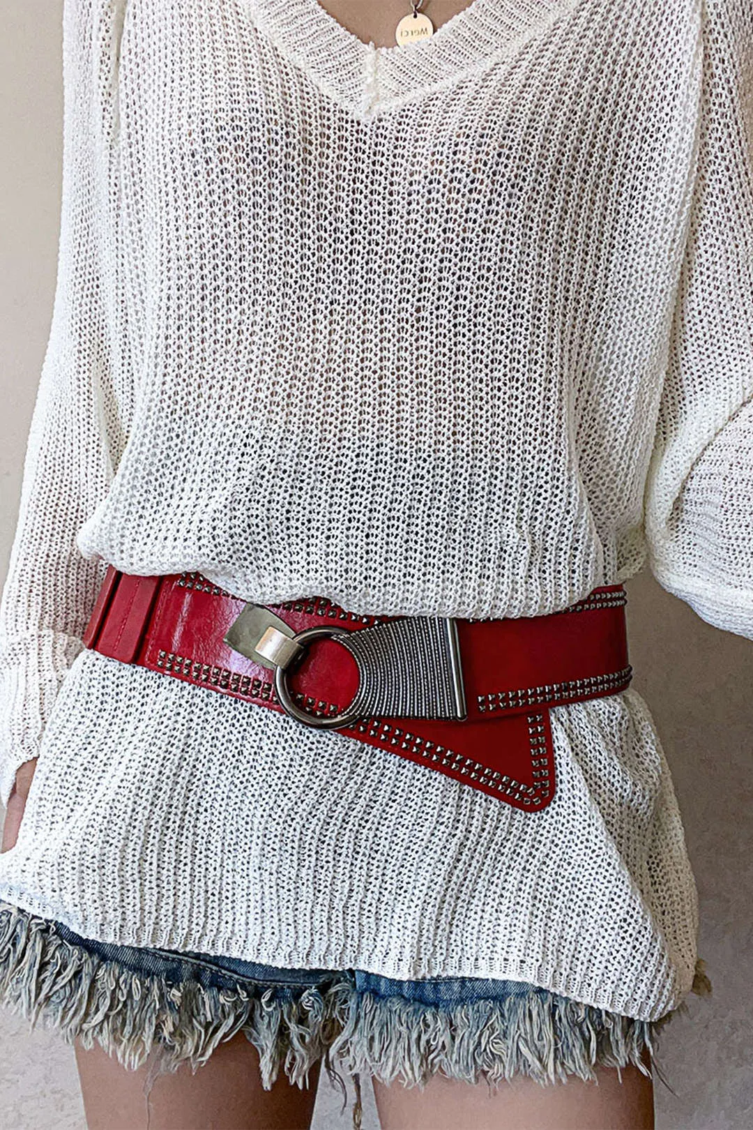 Faux Leather Rivet Wide Corset sold by Micas product image thumbnail 4