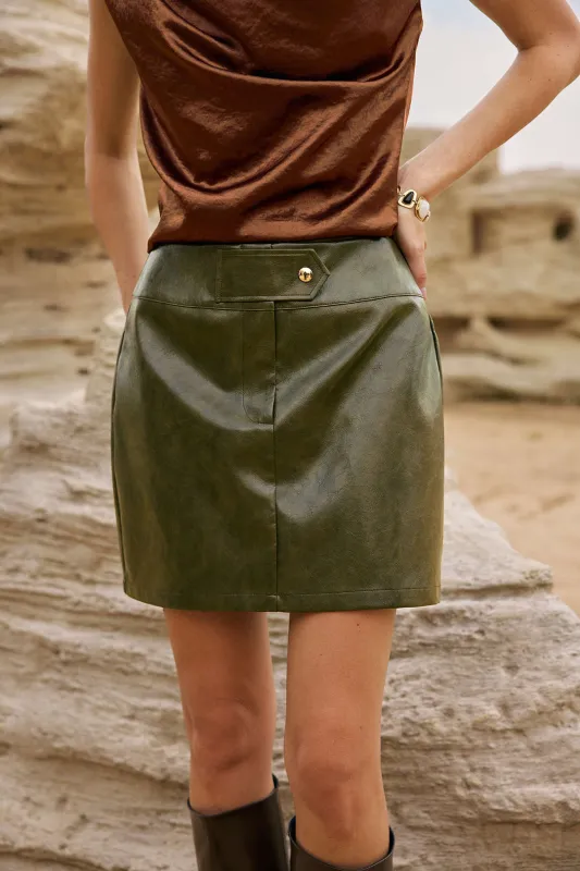 Faux Leather Zipper Mini Skirt sold by Micas