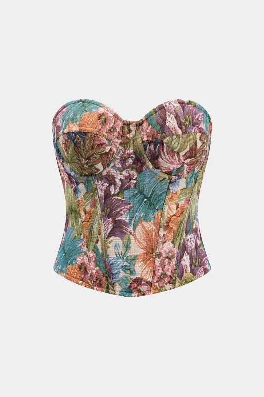 Jacquard Bustier Corset  Zipper Tube Top sold by Micas