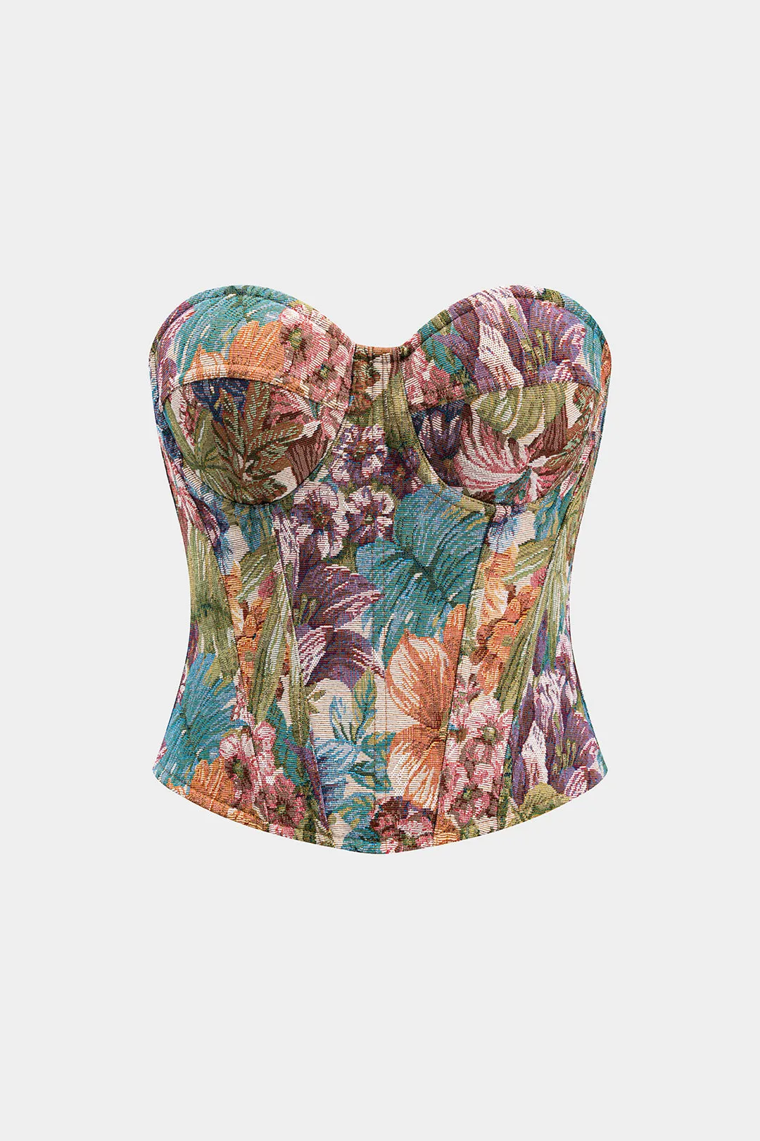 Jacquard Bustier Corset Zipper Tube Top sold by Micas