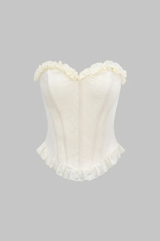 Lace Trim Ruffle Tube Top sold by Micas