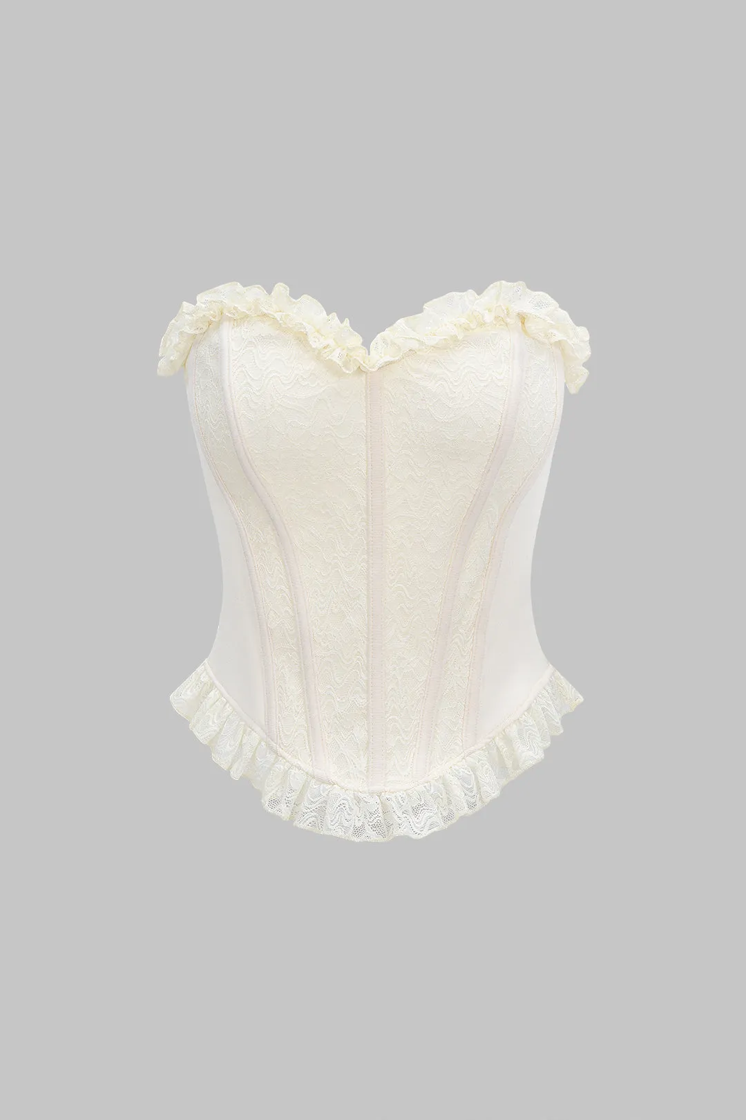 Lace Trim Ruffle Tube Top sold by Micas