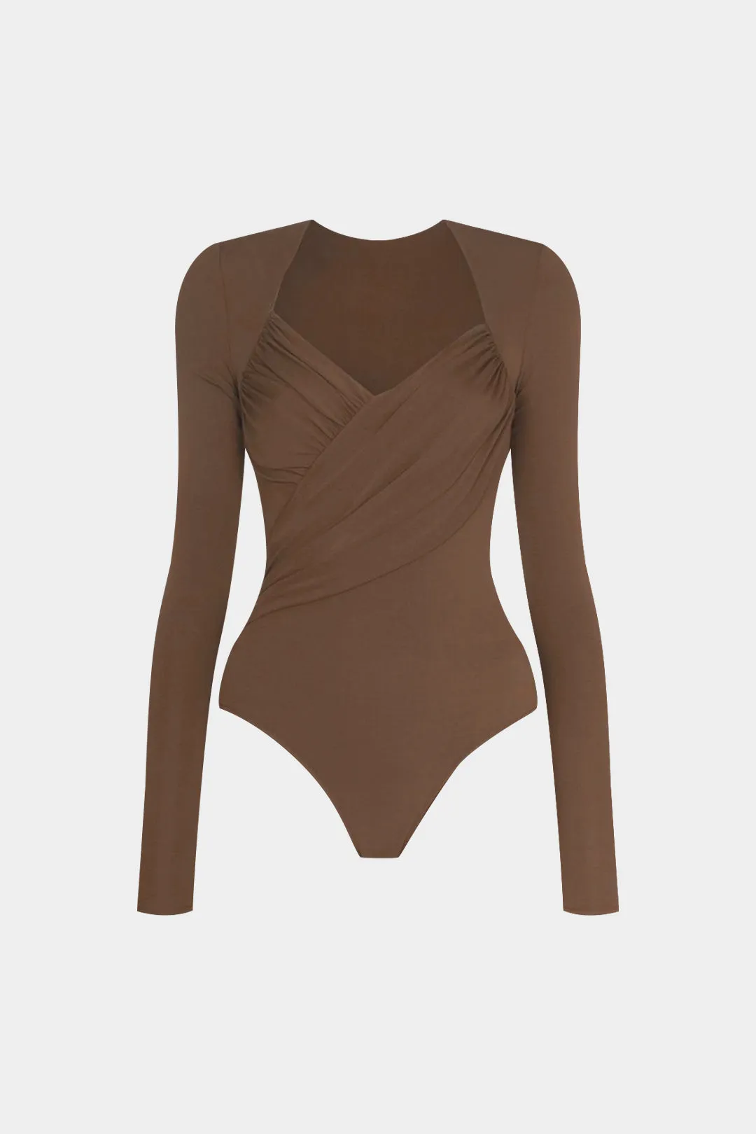 Crossed Ruched Long Sleeve Bodysuit sold by Micas