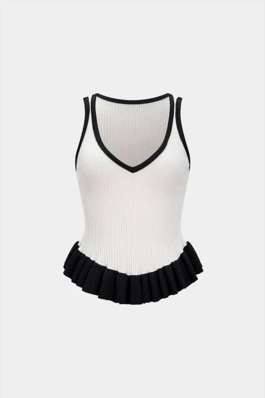 Contrast Pleated Hem Tank Top sold by Micas
