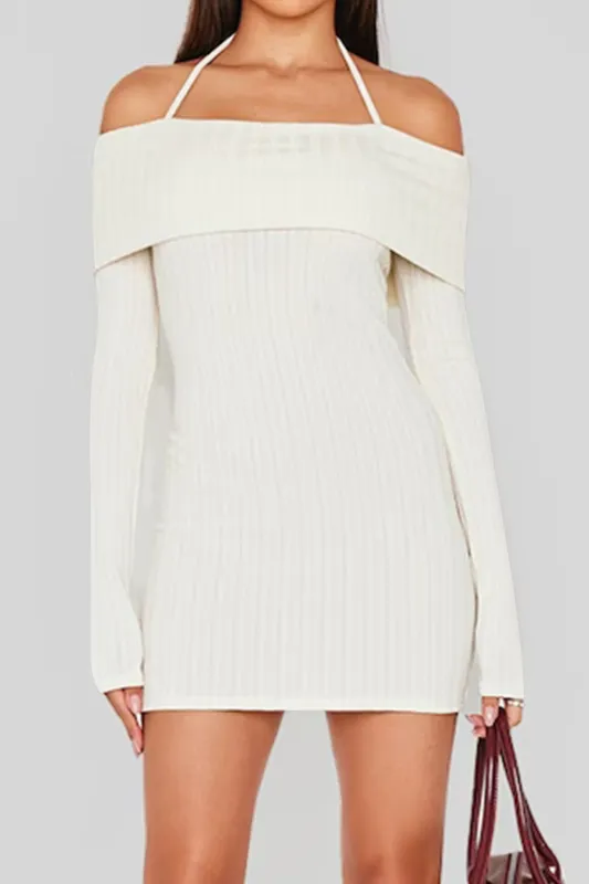 Knit Tie Back Off Shoulder Long Sleeve Dress sold by Micas