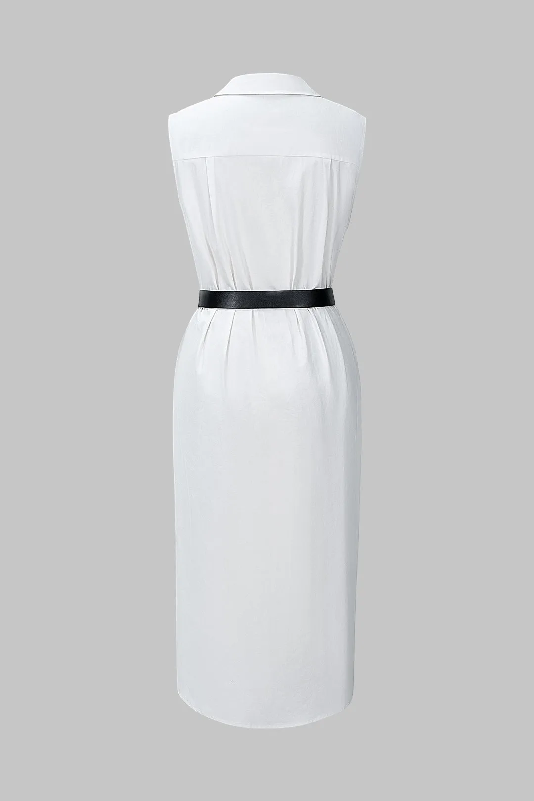 Asymmetrical Ruched Belted Sleeveless Midi Dress sold by Micas product image thumbnail 2