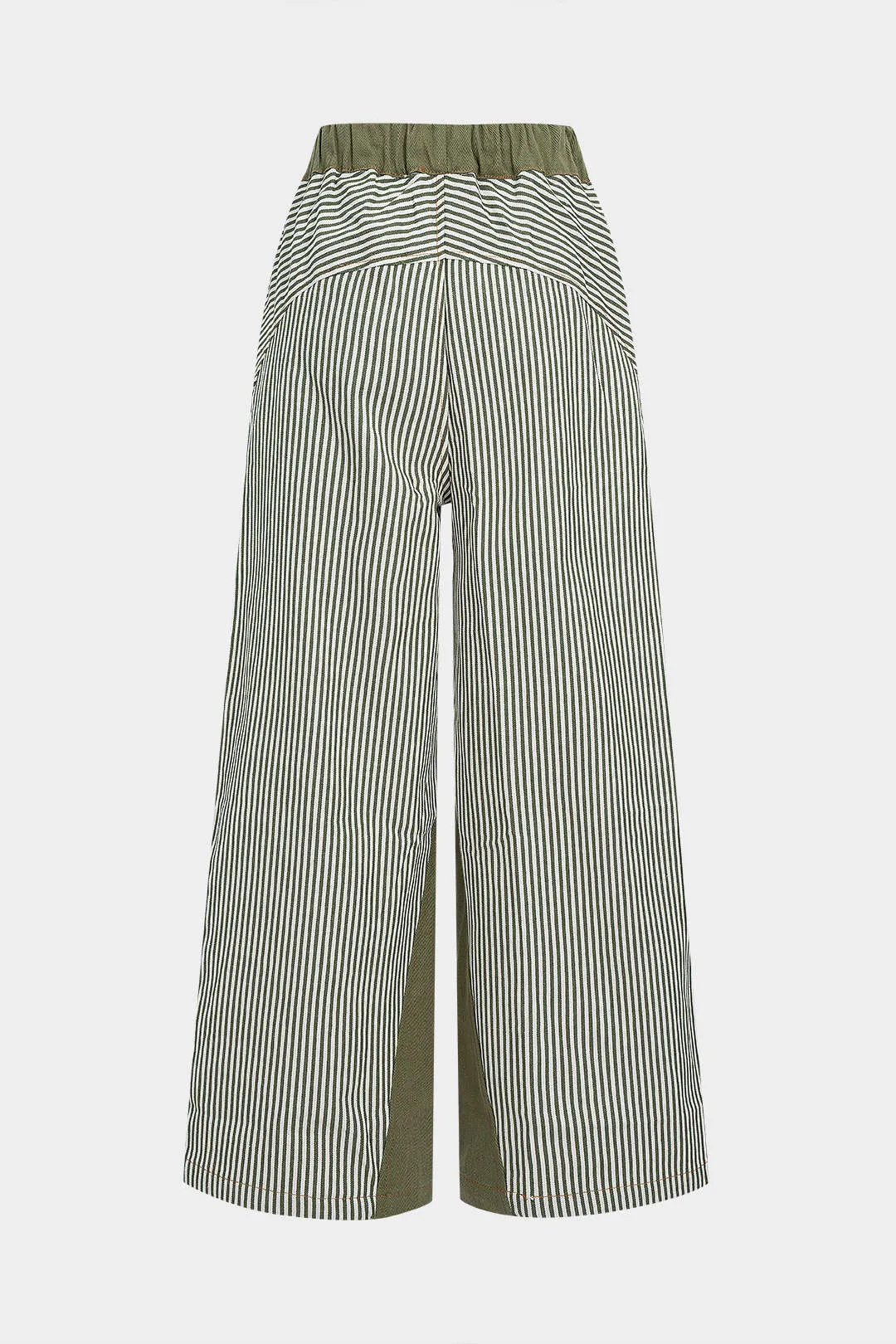 Stripes Print Contrast Shirred Tie-Up Wide Leg Trousers sold by Micas product image thumbnail 2