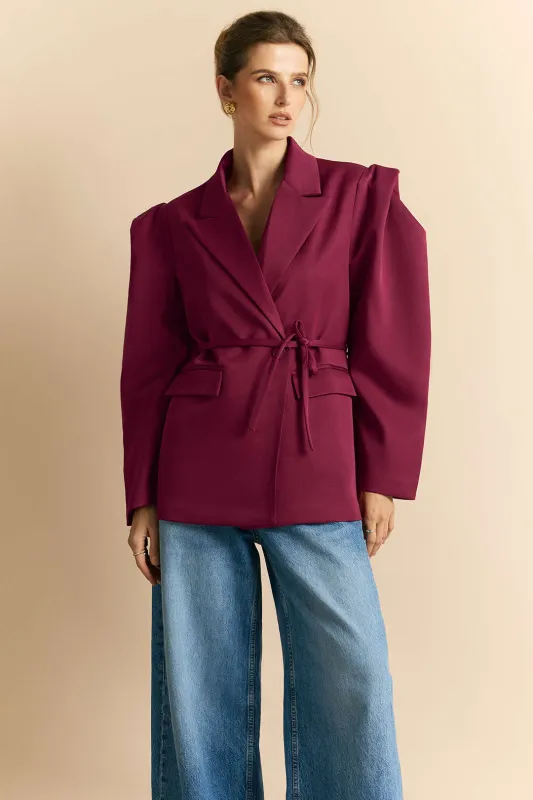 Tie-Up One Button Shoulder Pads Blazer sold by Micas