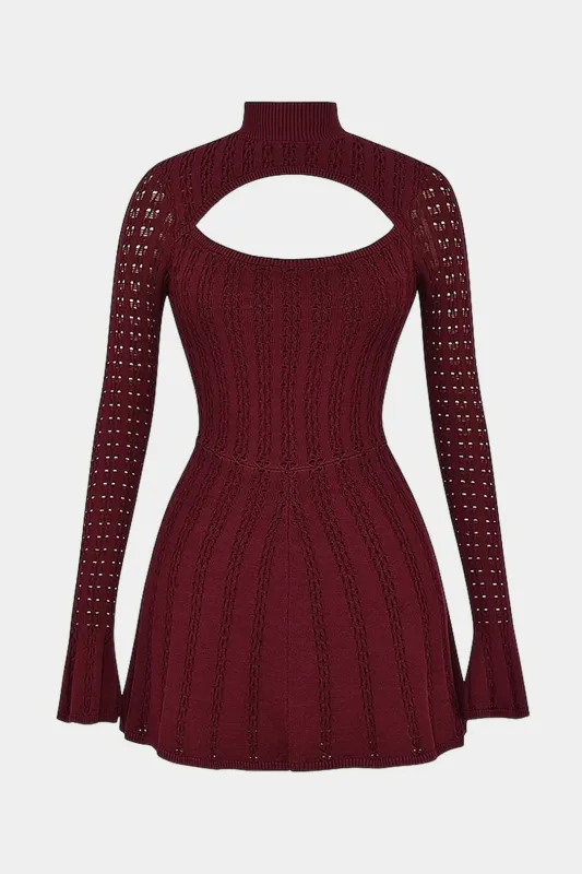 Knit Cut Out Zipper Long-Sleeve Mini Dress sold by Micas