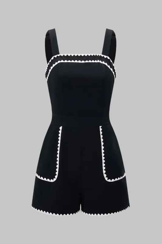 Embroidery Pocket Sleeveless Romper sold by Micas