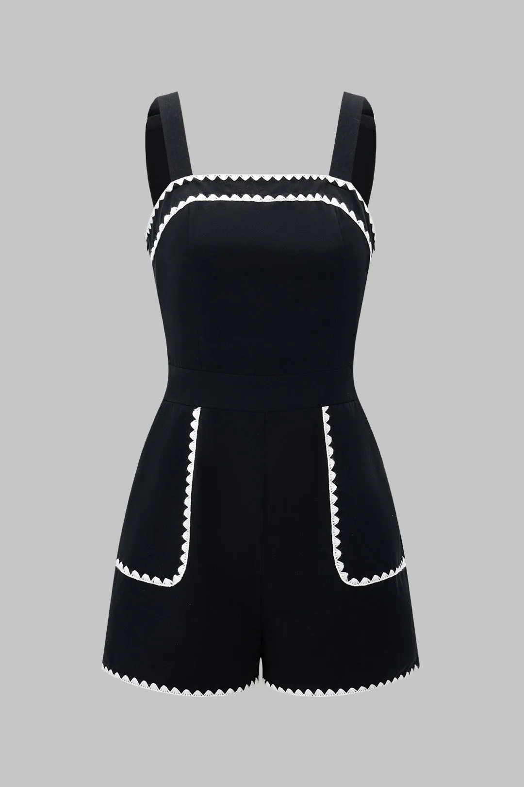 Embroidery Pocket Sleeveless Romper sold by Micas