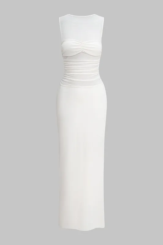 Solid Pleated Sleeveless Maxi Dress sold by Micas