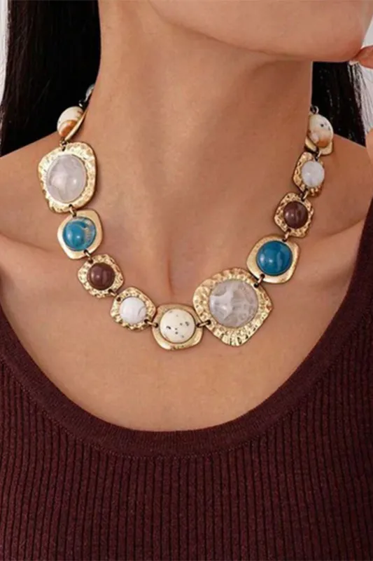 Metallic Irrgular Geometric Necklace sold by Micas