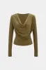 Cowl Neck Ruched Long-Sleeve Top sold by Micas