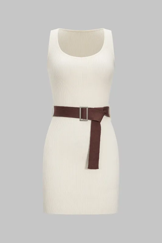 Knit Belted Tank Sleeveless Dress sold by Micas