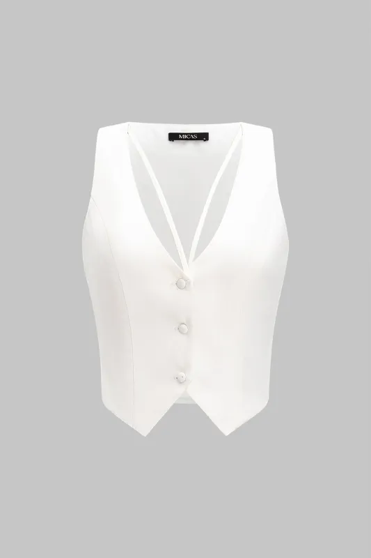 Solid Button Tank Top sold by Micas