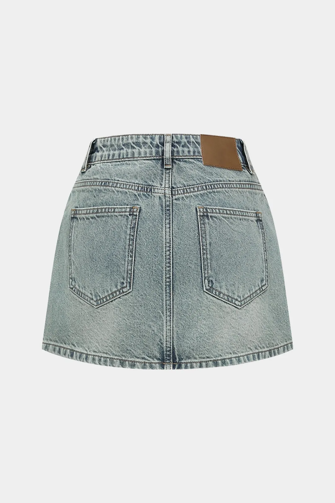 Denim Stitching Embroidery Low Waist Split-Set Bottom sold by Micas product image thumbnail 2