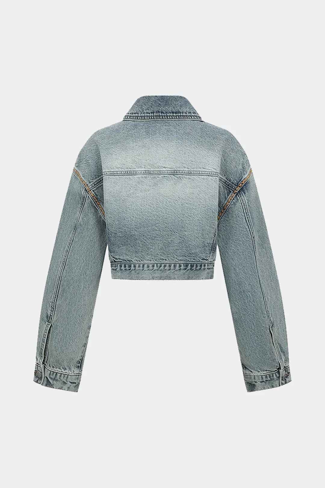 Denim Button Seamdetail Pocket Long-Sleeve Top sold by Micas product image thumbnail 2