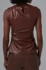 Faux Leather Pleated Tank Top sold by Micas