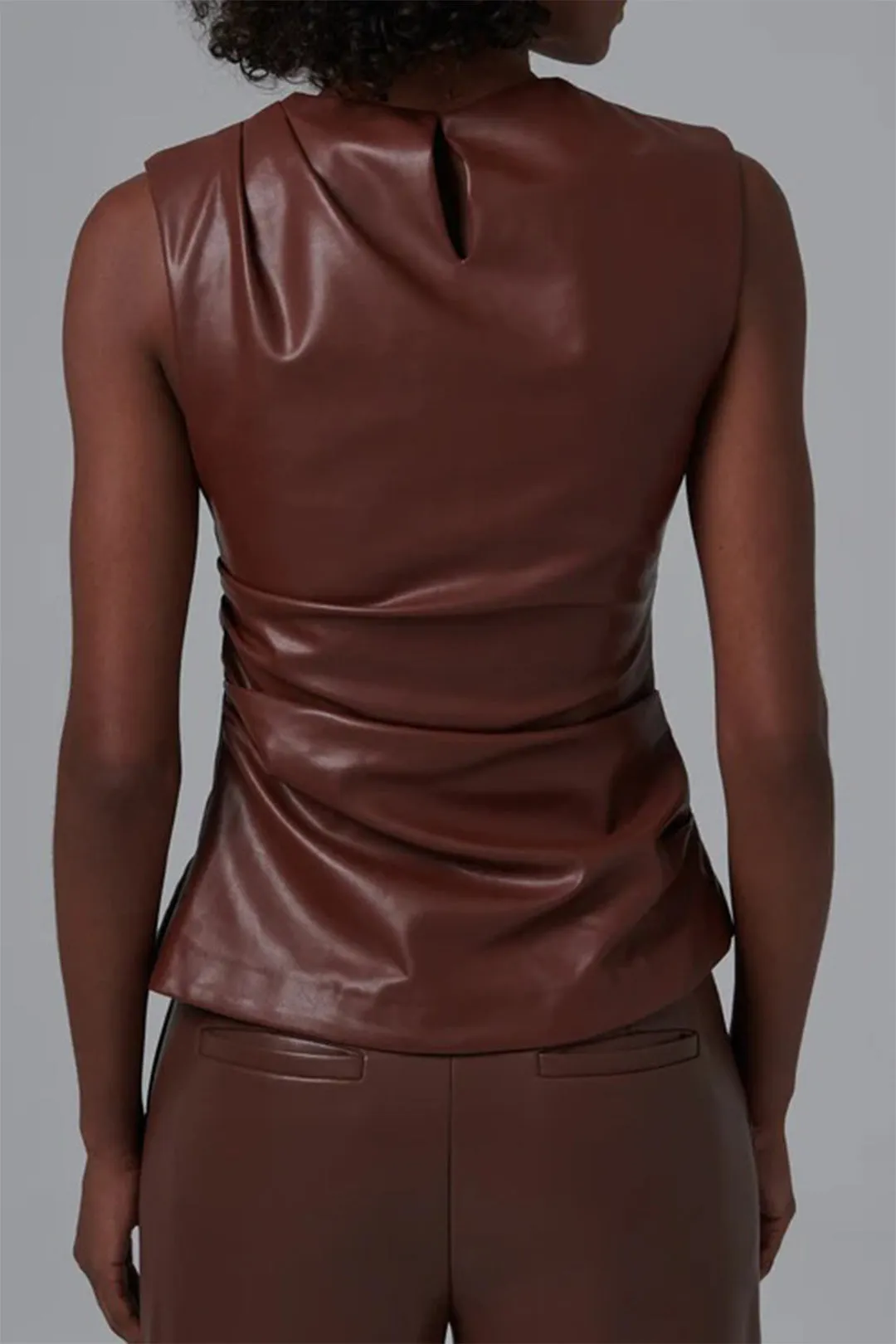 Faux Leather Pleated Tank Top sold by Micas product image thumbnail 2