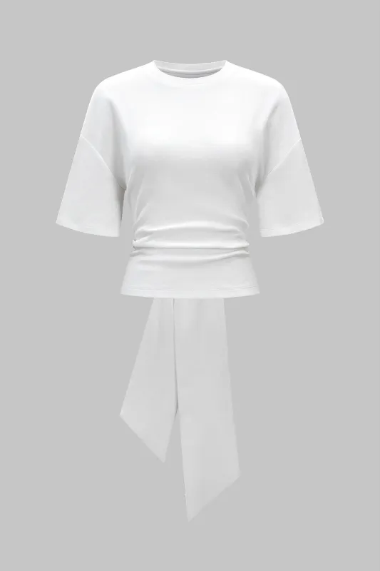 Tie Back Ruched Short Sleeve T-Shirt sold by Micas