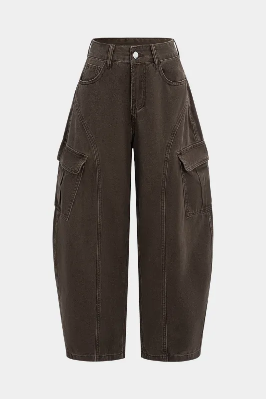 Denim Wide Leg Barrel Jeans sold by Micas