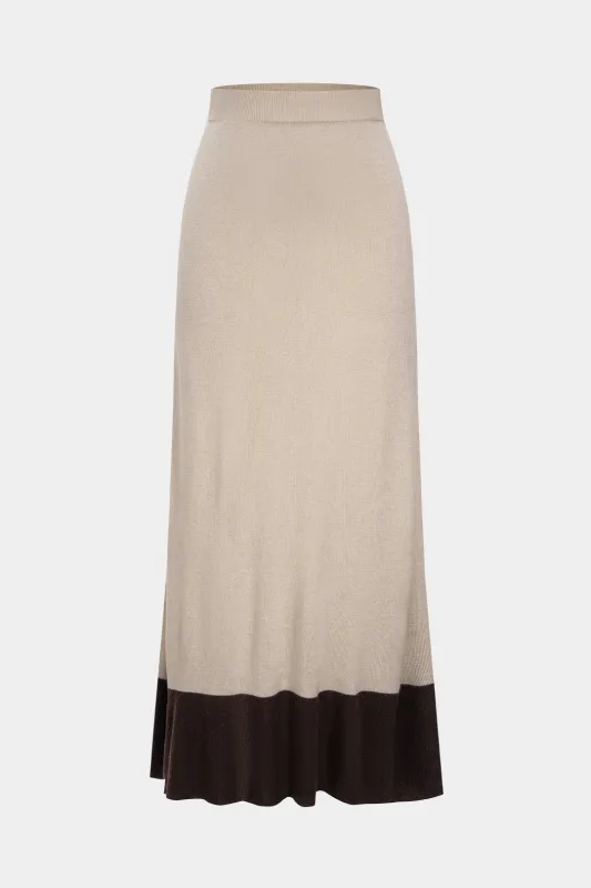 Knit Contrast Ruched Skirt sold by Micas