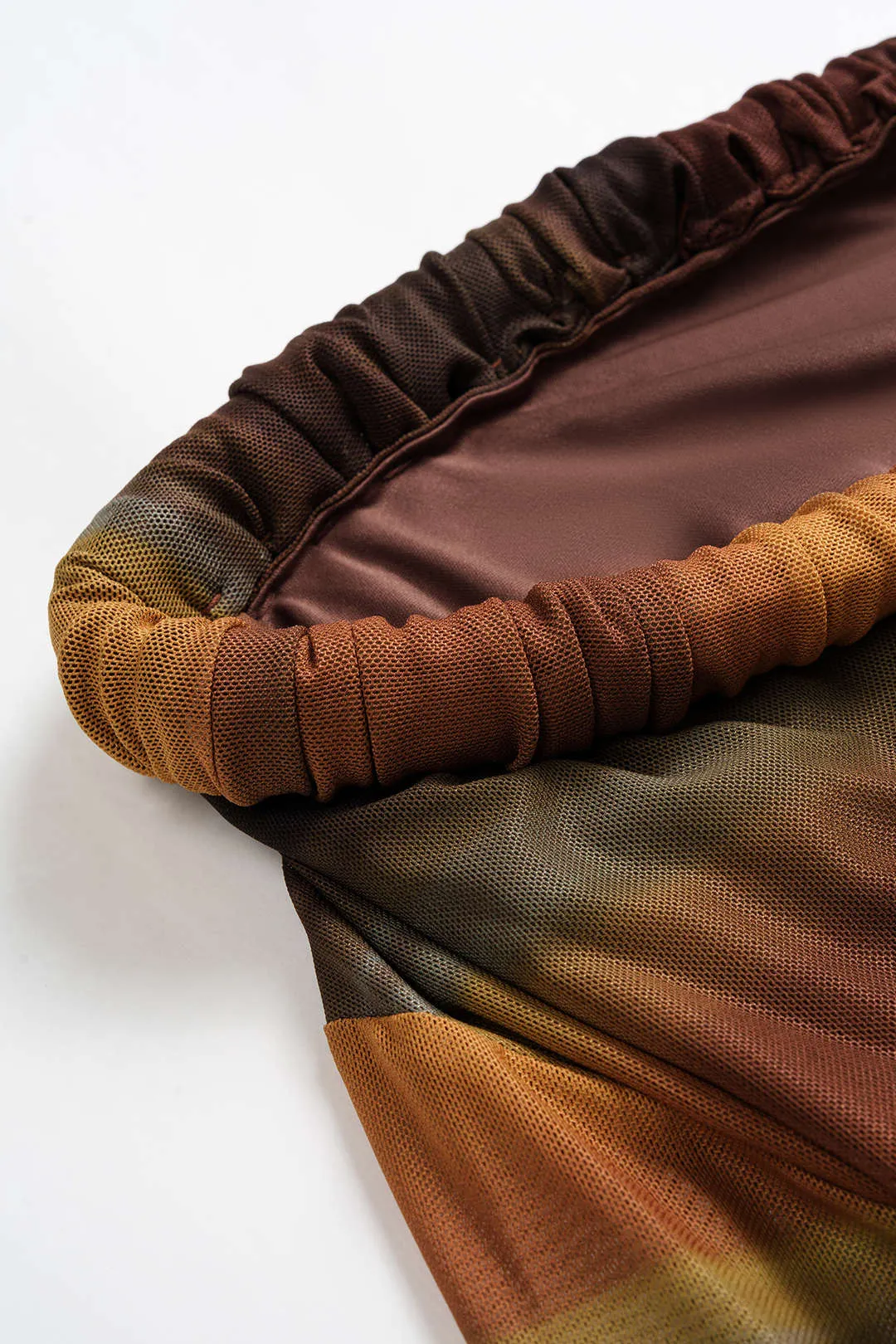 Plus Size Colorblock Print Mesh Ruched Asymmetrical Long Sleeve Midi Dress sold by Micas product image thumbnail 3