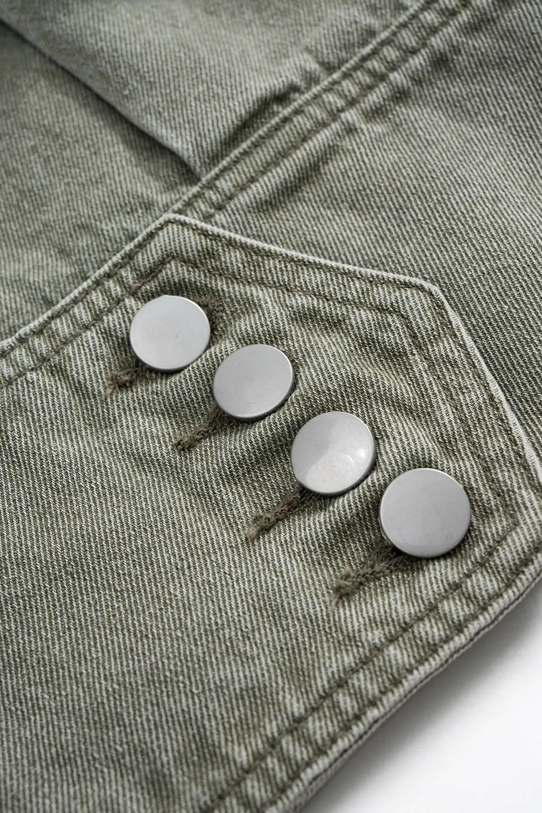 Denim V-Neck Short-Sleeve Top And Lantern Shorts Set sold by Micas product image thumbnail 4