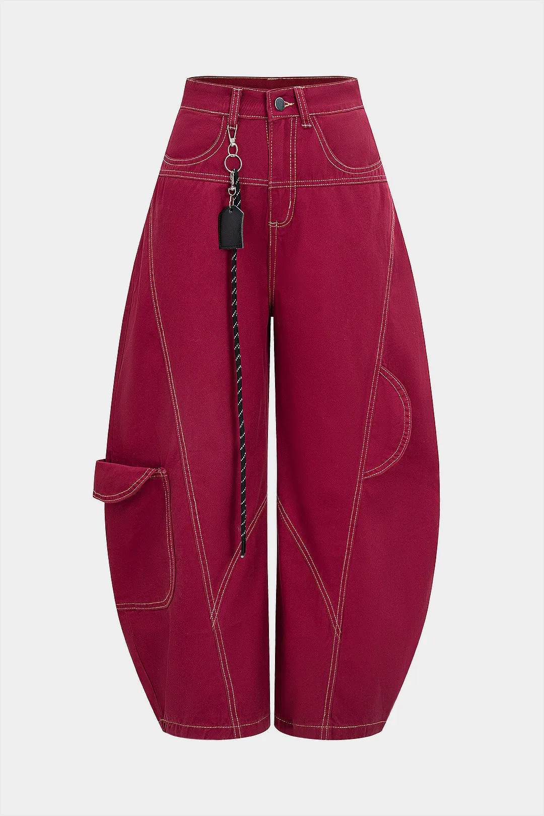 Denim Zipper Seamdetail Pocket Barrel Jeans sold by Micas