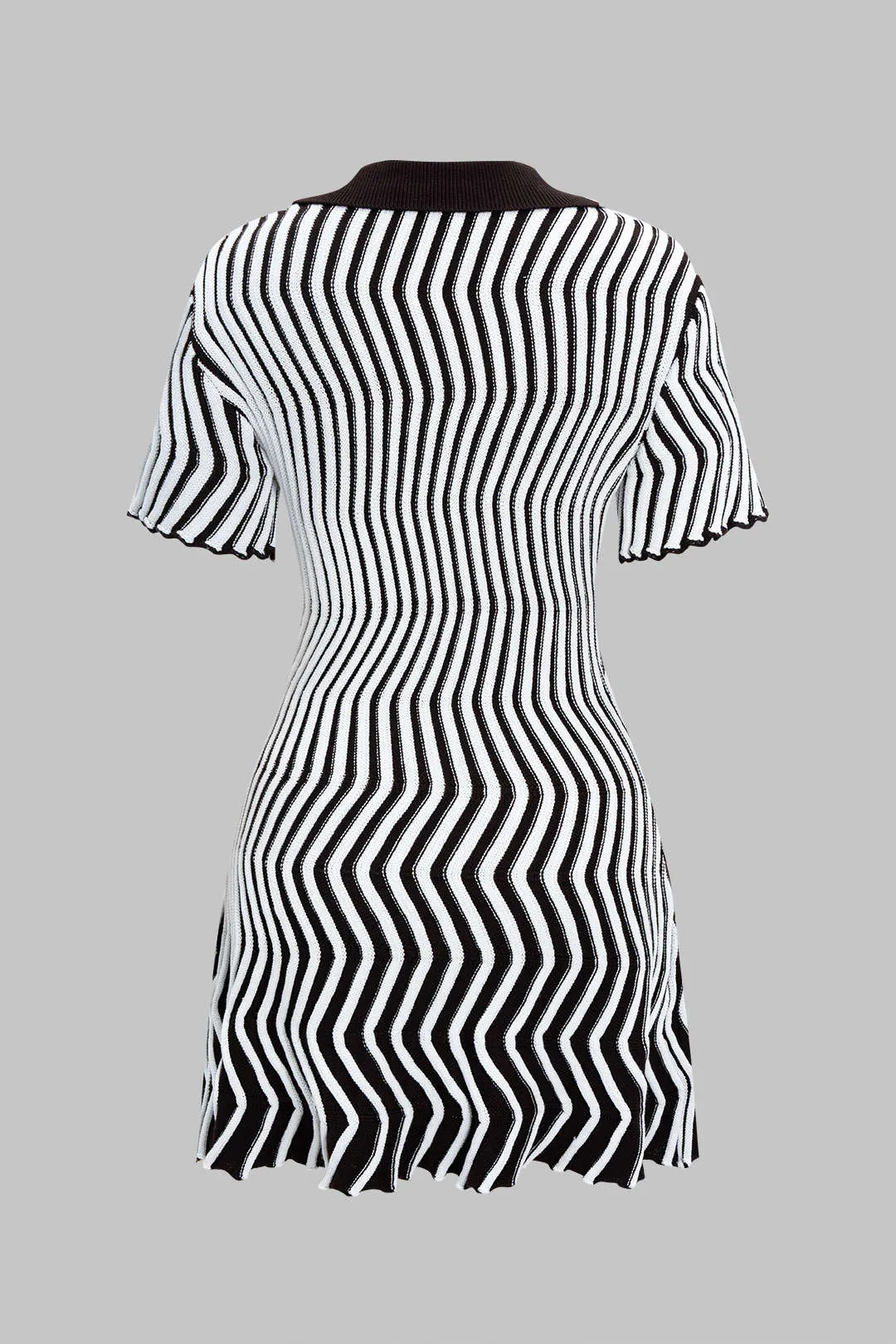 Knit Button Contrast Short Sleeve Dress sold by Micas product image thumbnail 2