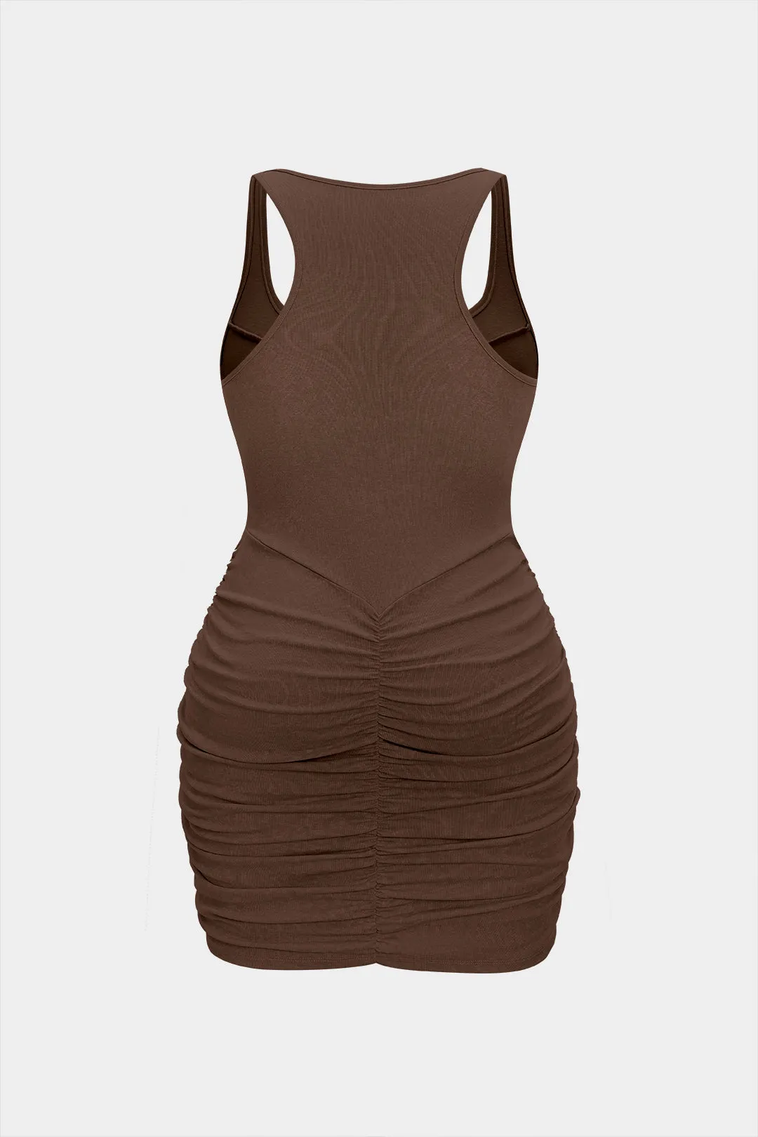 Plus Size Ruched Round Neck Sleeveless Mini Dress sold by Micas product image thumbnail 2