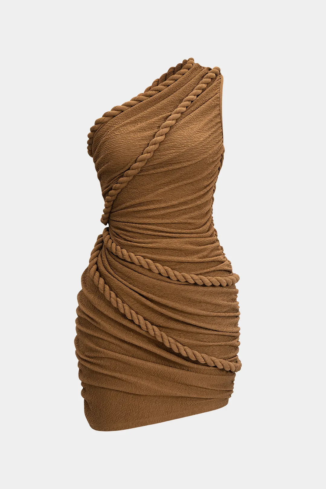 Ruched One Shoulder Twist Knot Sleeveless Mini Dress sold by Micas