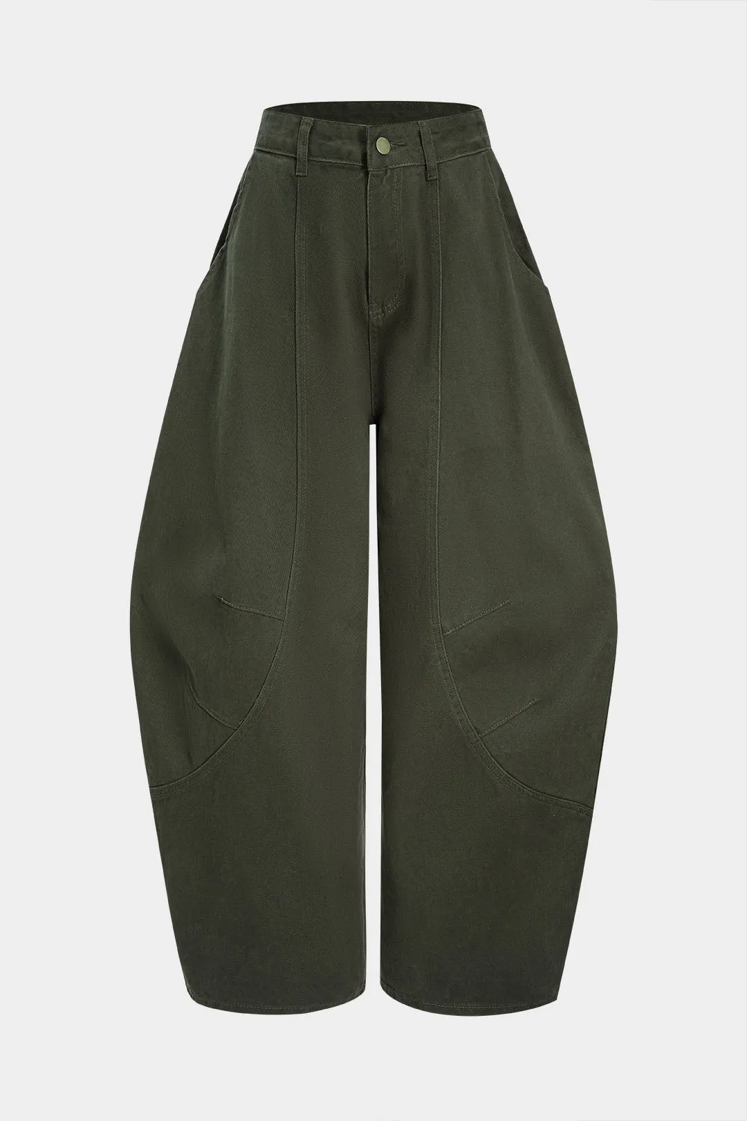 Denim Ruched Barrel Jeans sold by Micas