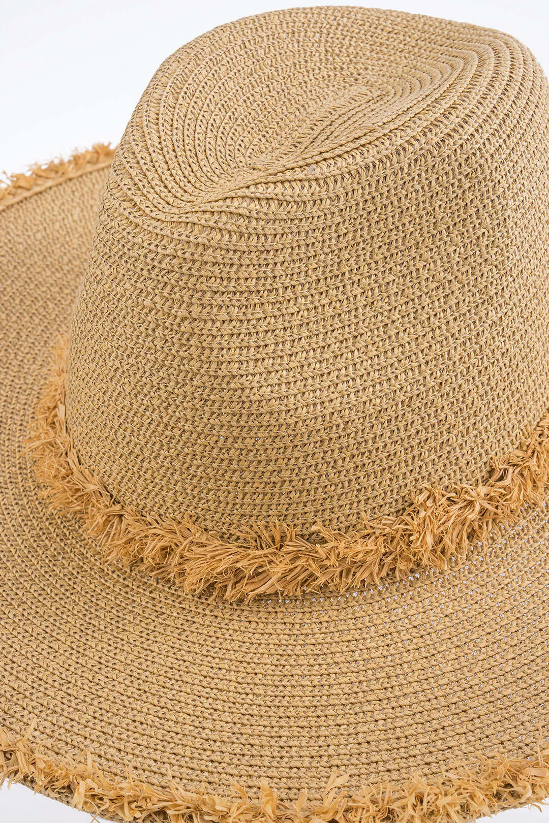 Straw Woven Wide Brim Frayed Hat sold by Micas product image thumbnail 2