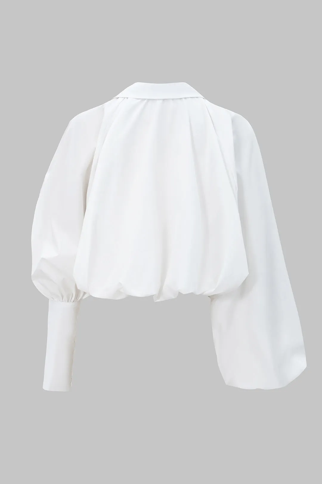 Ruched Button Asymmetrical Shoulder Puff Long-Sleeve Shirt sold by Micas product image thumbnail 2