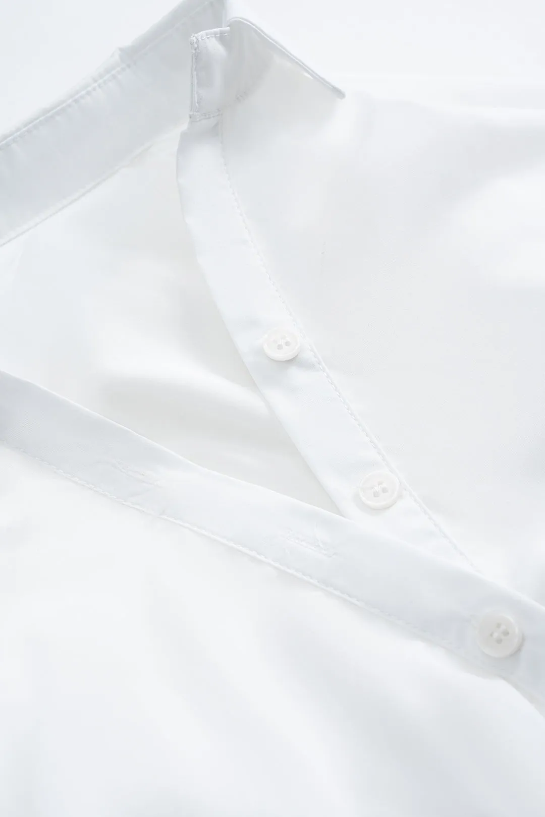 Ruched Button Asymmetrical Shoulder Puff Long-Sleeve Shirt sold by Micas product image thumbnail 3