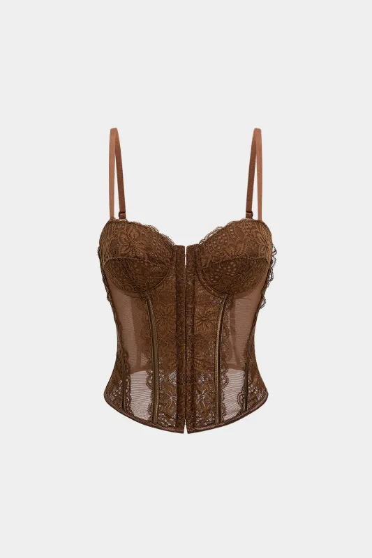 Sheer Slip Lace Tie-Back Cami Top sold by Micas