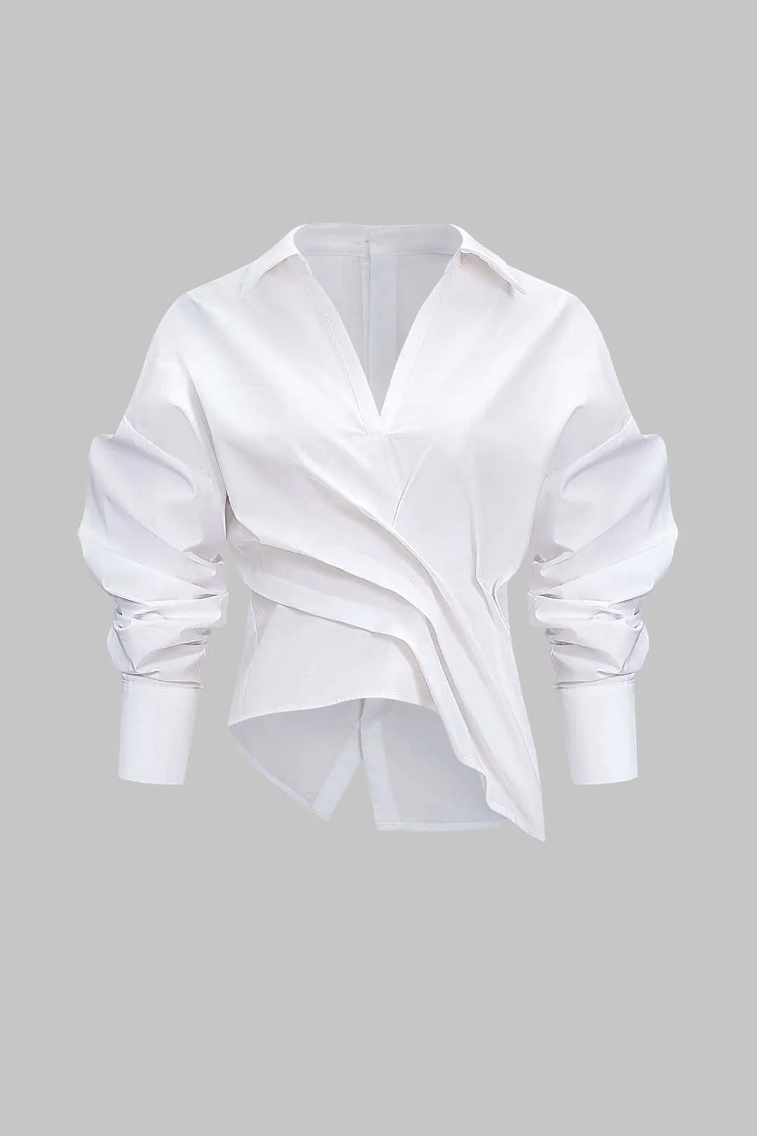 Asymmetrical Pleated Long-Sleeve Shirt sold by Micas