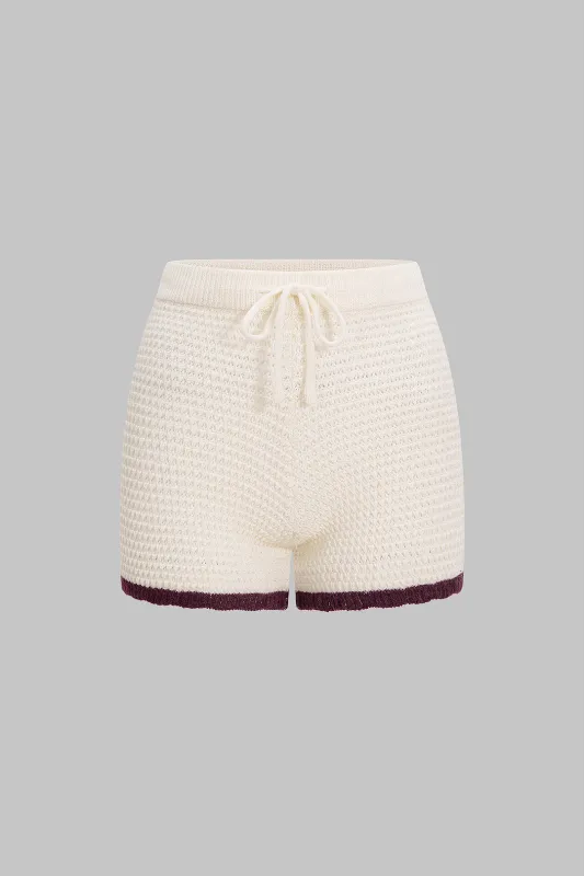 Knit Tie-Up Contrast Shorts sold by Micas