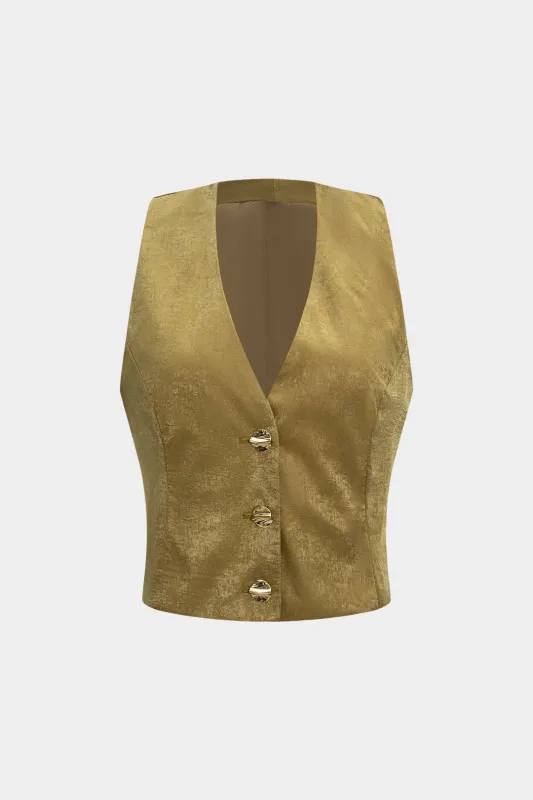 Satin Button Tank Top sold by Micas