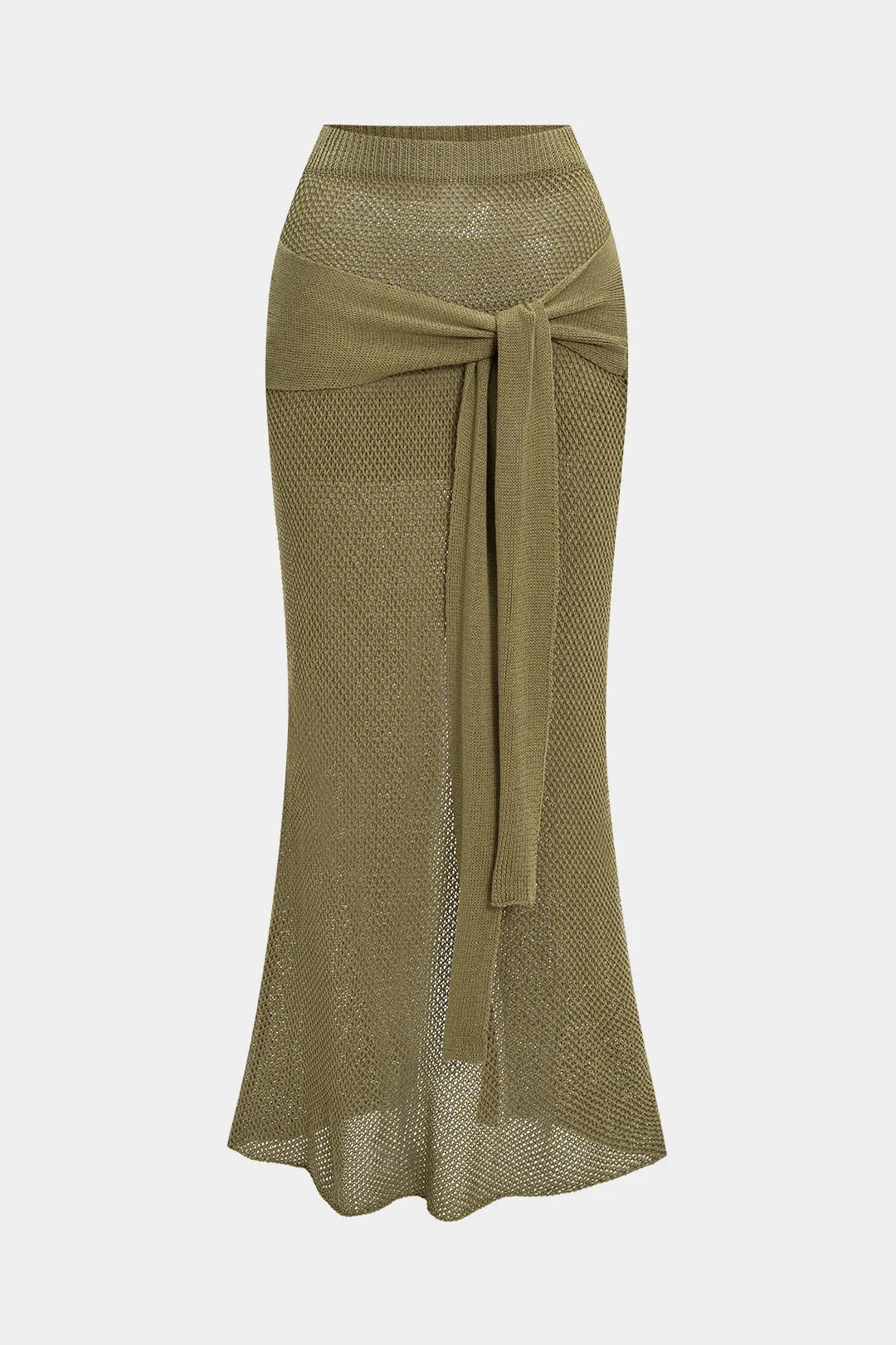 Knit Tie-Up Knotted Split Skirt sold by Micas
