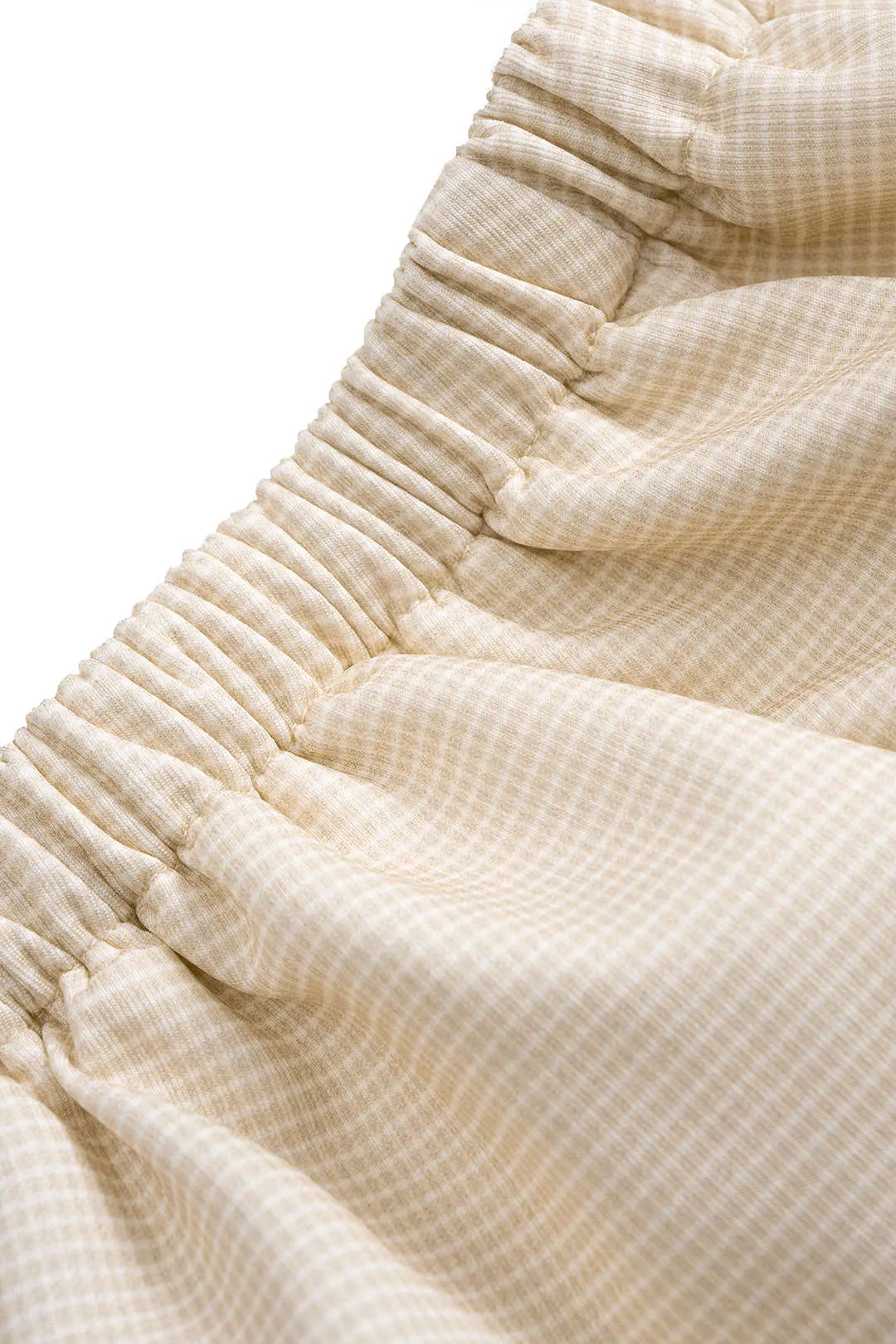 Plaid Print Zipper Ruched Long-Sleeve Cardigan And Puff Shorts Set sold by Micas product image thumbnail 4