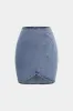 Denim  Zipper Asymmetrical Ruched Mini Skirt sold by Micas