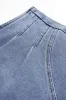 Denim  Zipper Asymmetrical Ruched Mini Skirt sold by Micas
