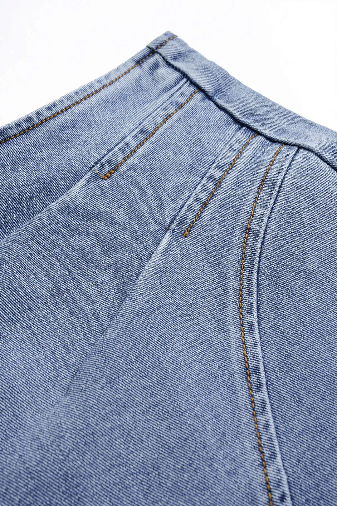 Denim Zipper Asymmetrical Ruched Mini Skirt sold by Micas product image thumbnail 3